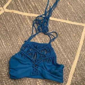 Mikoh blue high neck bikini top